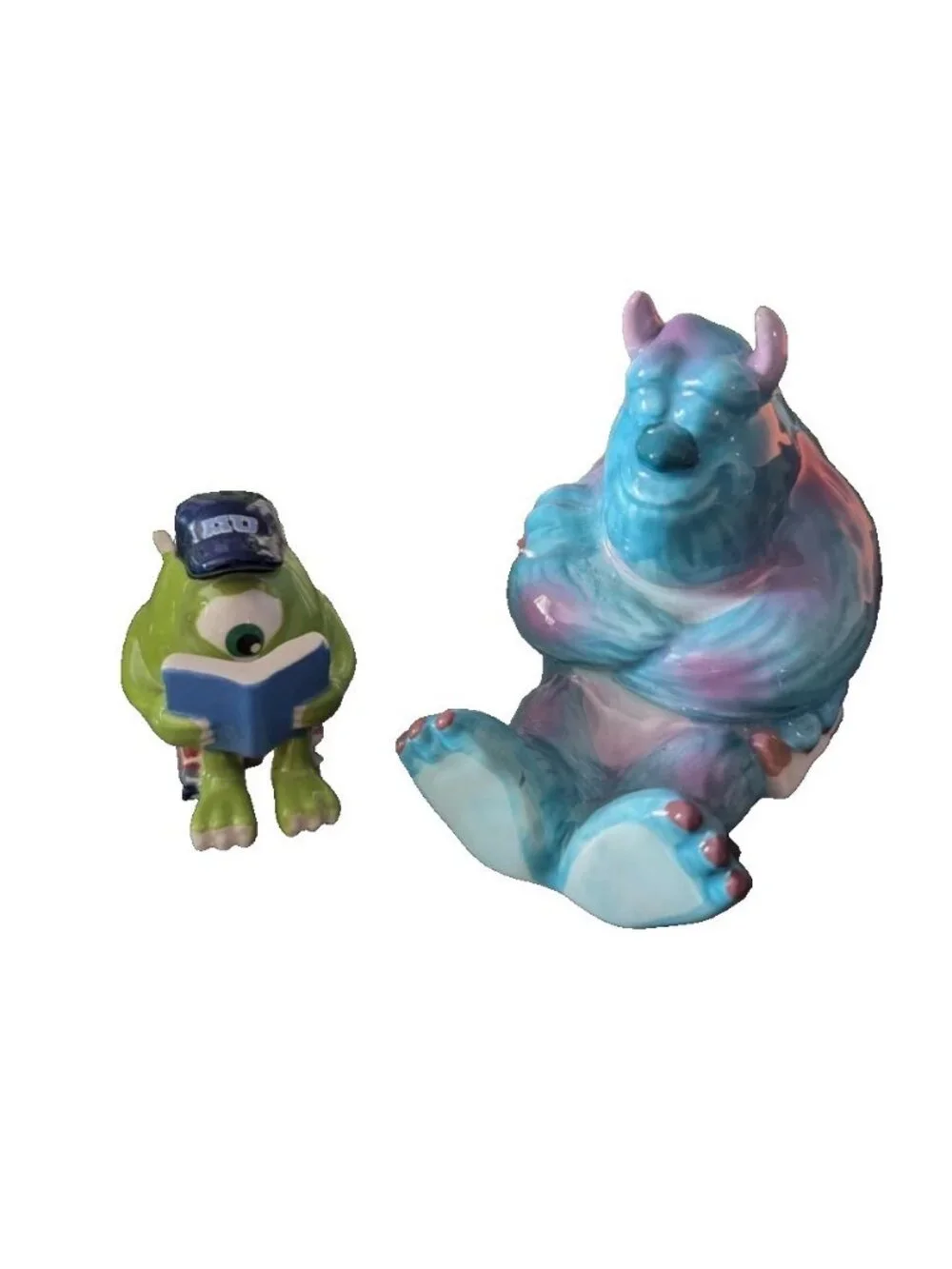 Disney Pixar Monsters Inc Sulley Mike Salt Pepper Shakers Hand Painted NIB